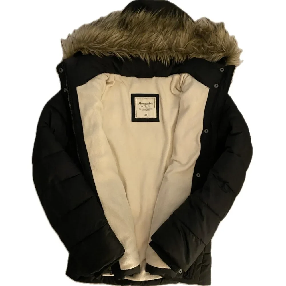 Abercrombie & Fitch Women's Quilted Jacket with Hood - Black - XS - Picture 3 of 6